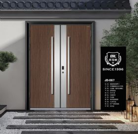 轻奢系统装甲门精雕铝木装甲门